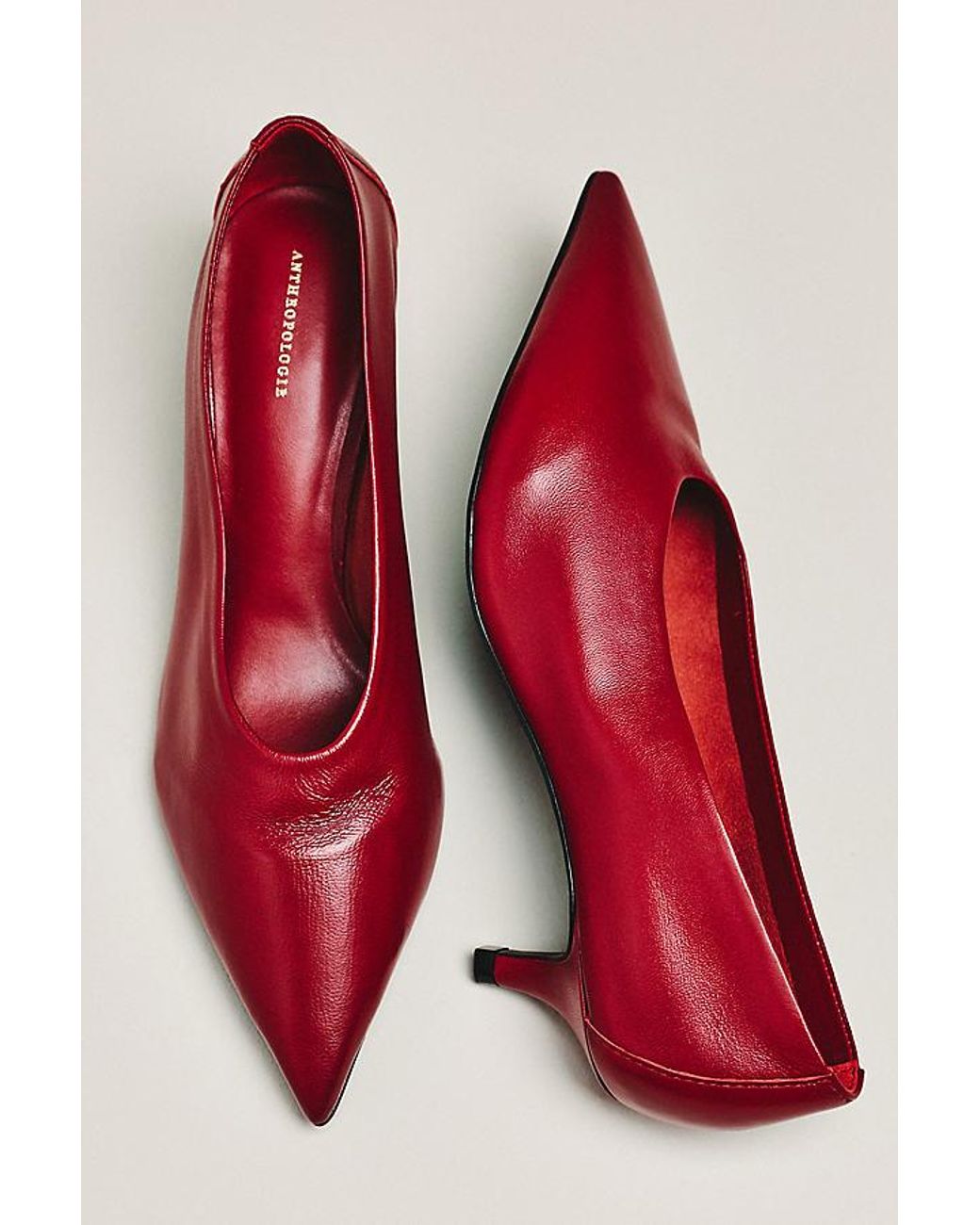 By Anthropologie Natural Pointed-Toe Kitten-Heel Pumps