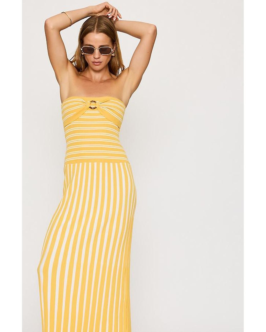 4th & Reckless Metallic Thea Knit Bandeau Maxi Dress