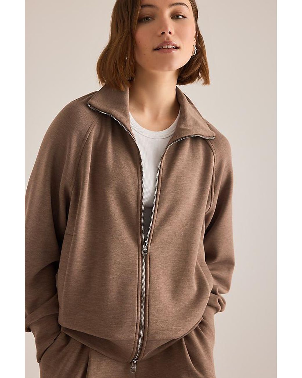 Varley Brown Tyde Zip Sweatshirt