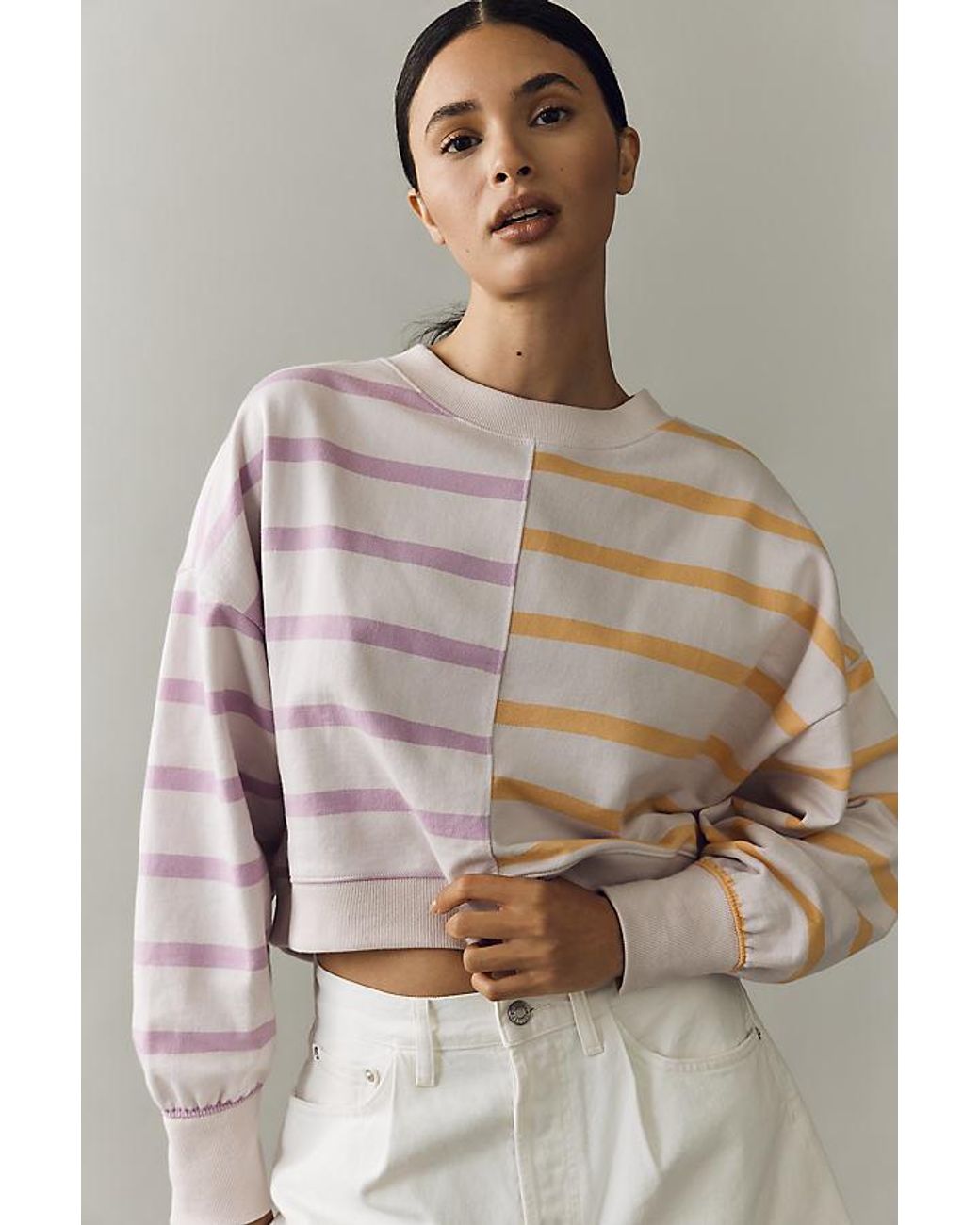 Daily Practice Brown Cotton Stripe Long-Sleeve Top