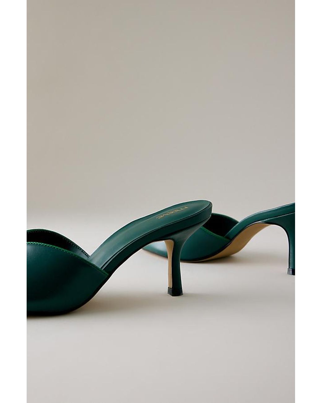 Maeve Green Peep Toe Kitten Heels