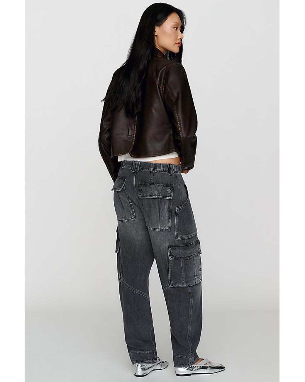 Pilcro Black Aleutian Peg High-Rise Taper Utility Jeans