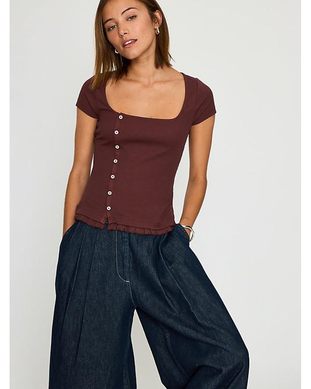 Damson Madder Blue Posie Short-Sleeve Top