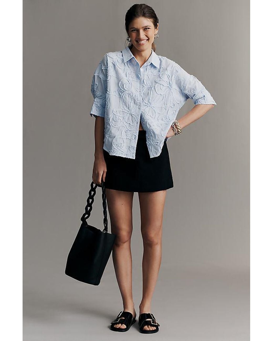 Maeve Blue The Mabel Boxy Oxford Shirt By