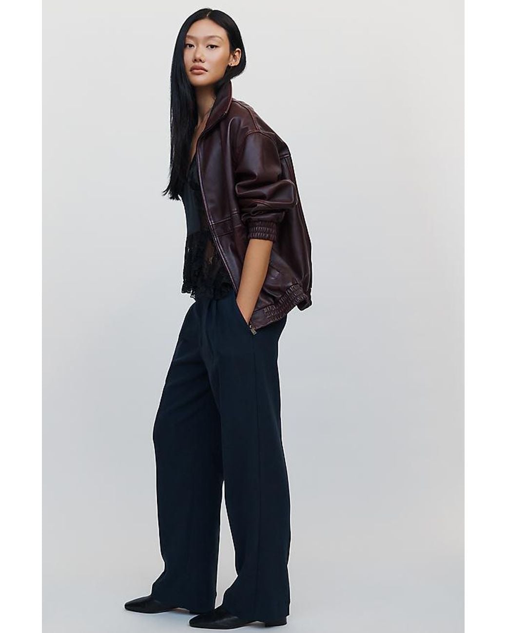 Maeve Blue Heddie High-Rise Pleated Trousers