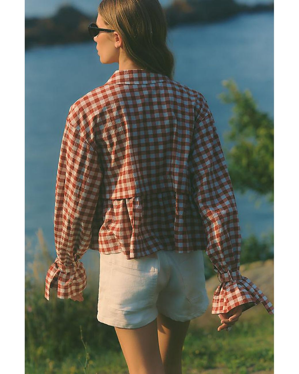 Maeve Blue Long-Sleeve Swing Top