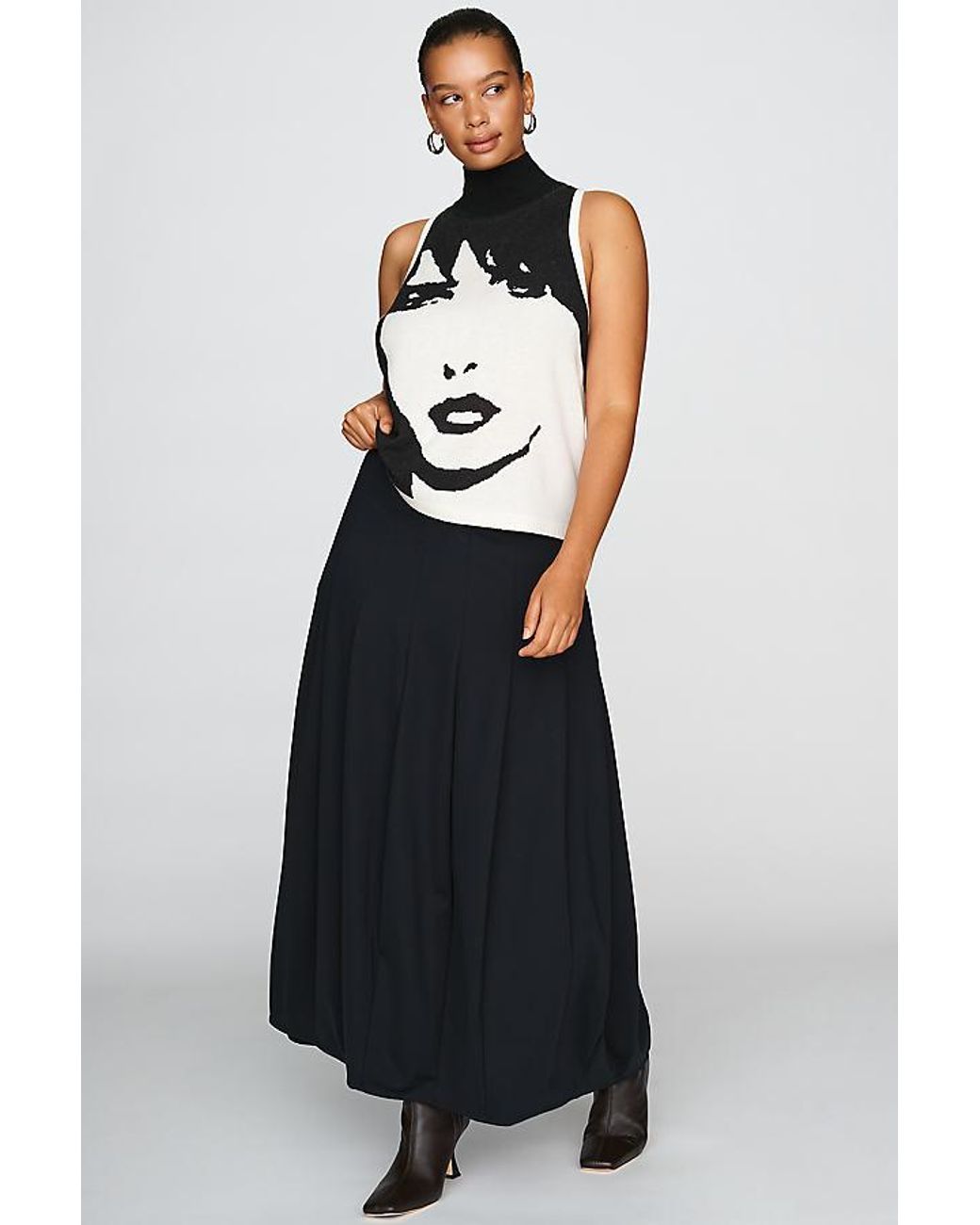 By Anthropologie Blue Modern Barrel Midi Skirt