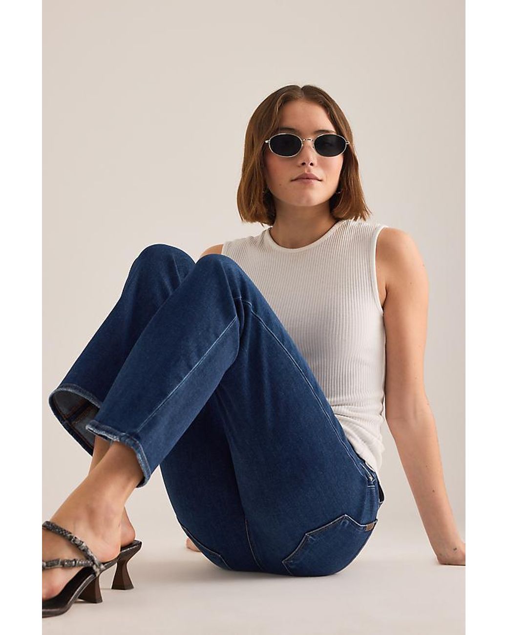 PAIGE Blue Mason Crop Bootcut Jeans