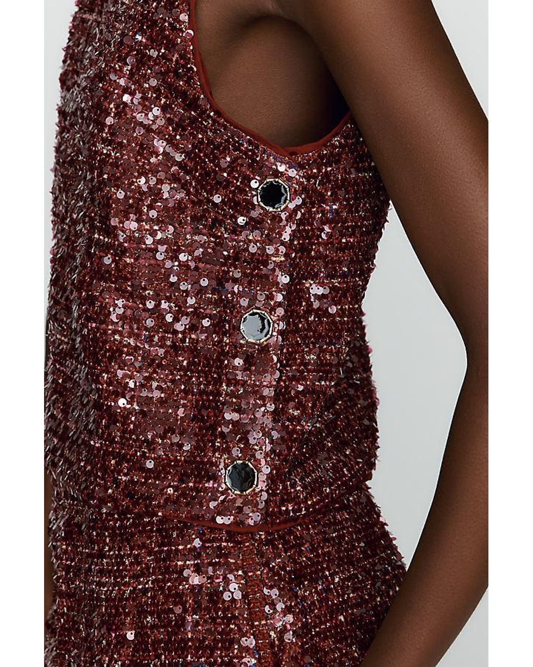 Maeve Green Sequin Tweed Vest