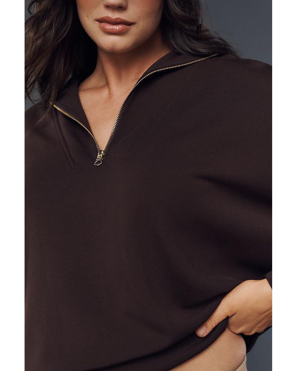 Varley Brown Hawley Half-Zip Sweatshirt