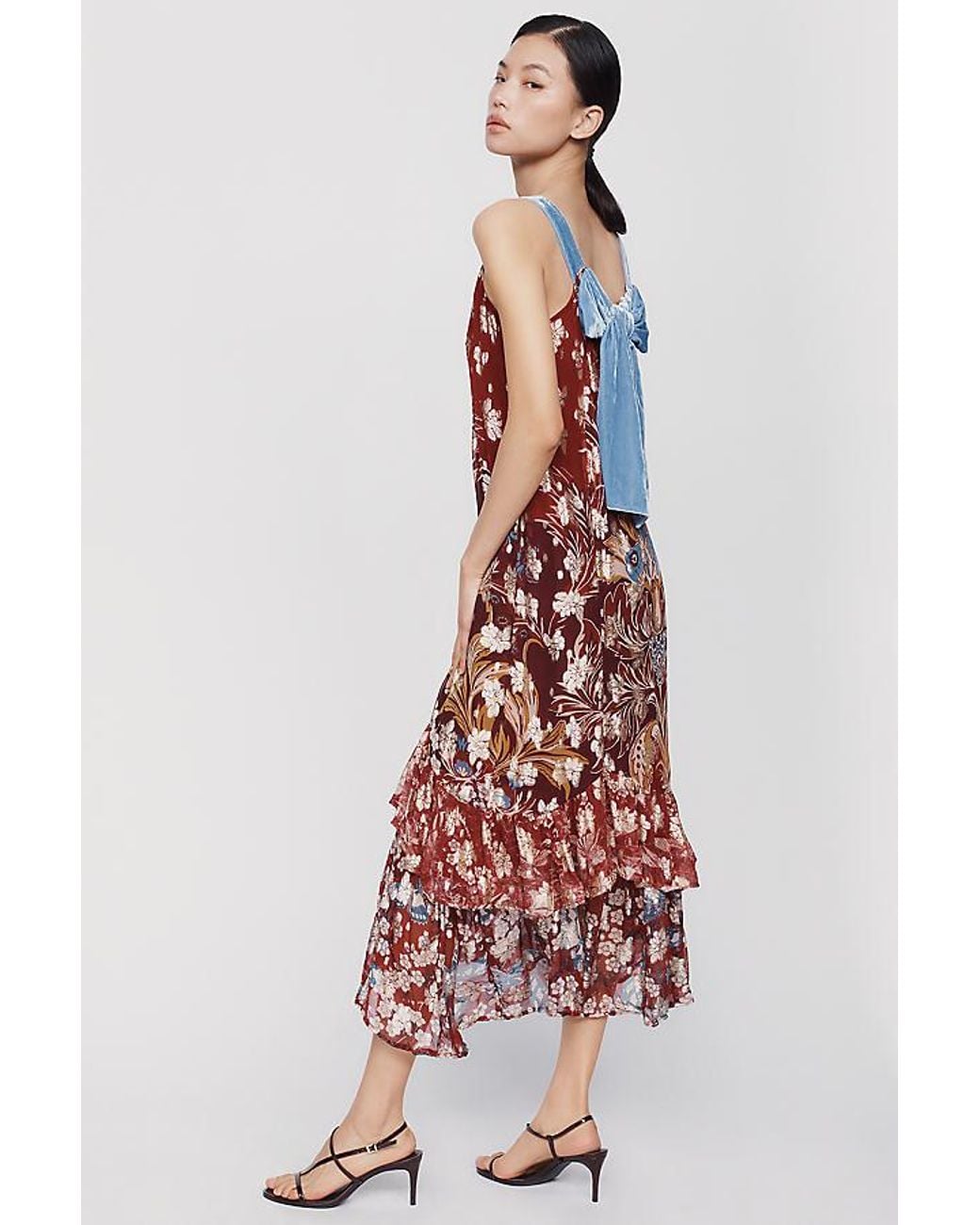 By Anthropologie White @Loverlygrey X Anthropologie Ramona Floral Tiered Midi Dress