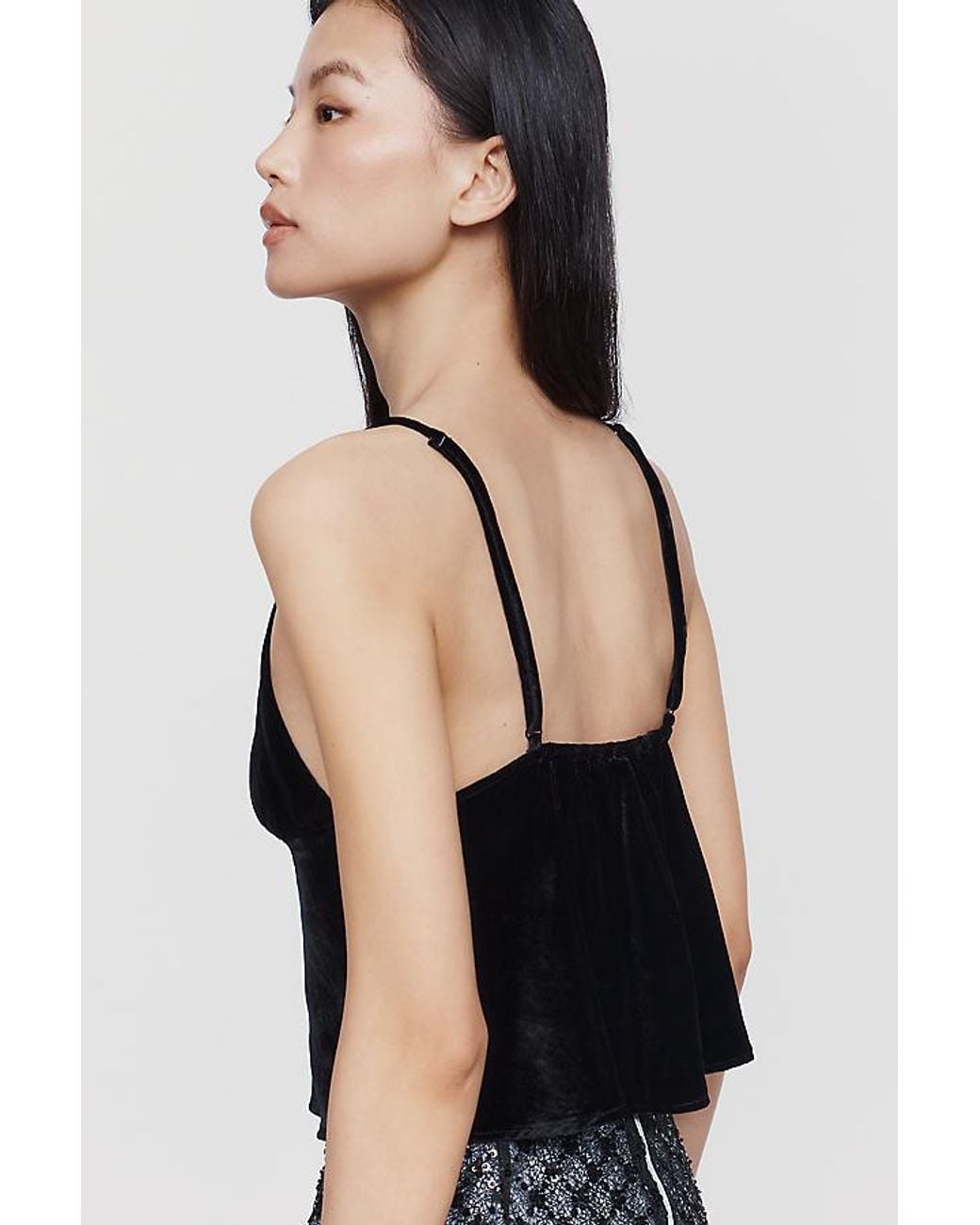 Maeve Black The Clara Scarf-Neck Velvet Cami Top By