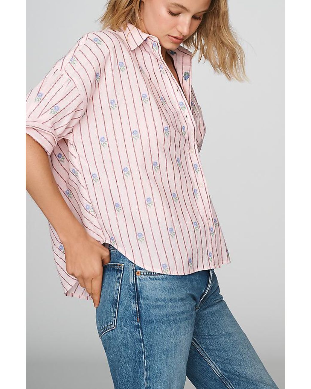 Maeve White The Mabel Boxy Oxford Shirt By