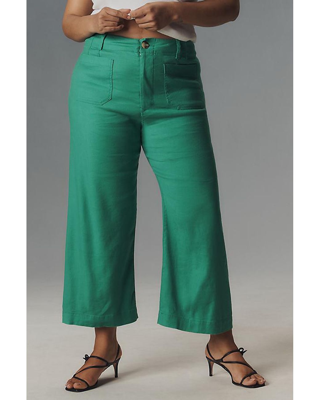 Maeve Multicolor The Colette Cropped Wide-Leg Trousers By Linen Edition