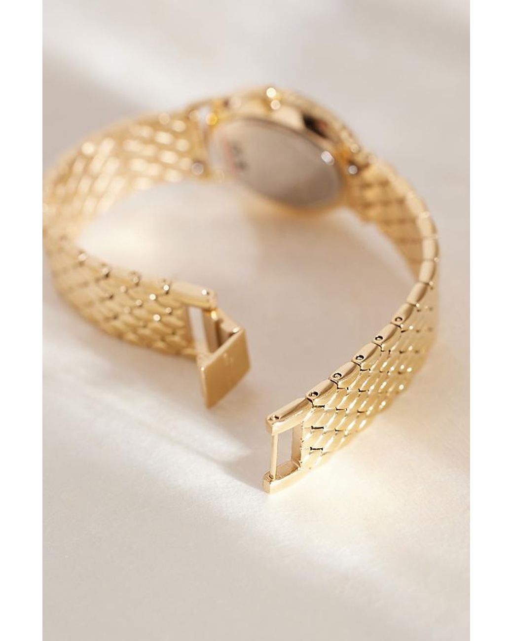ROSEFIELD Natural Rosefield Oval-Plated Woven Link Wrist Watch
