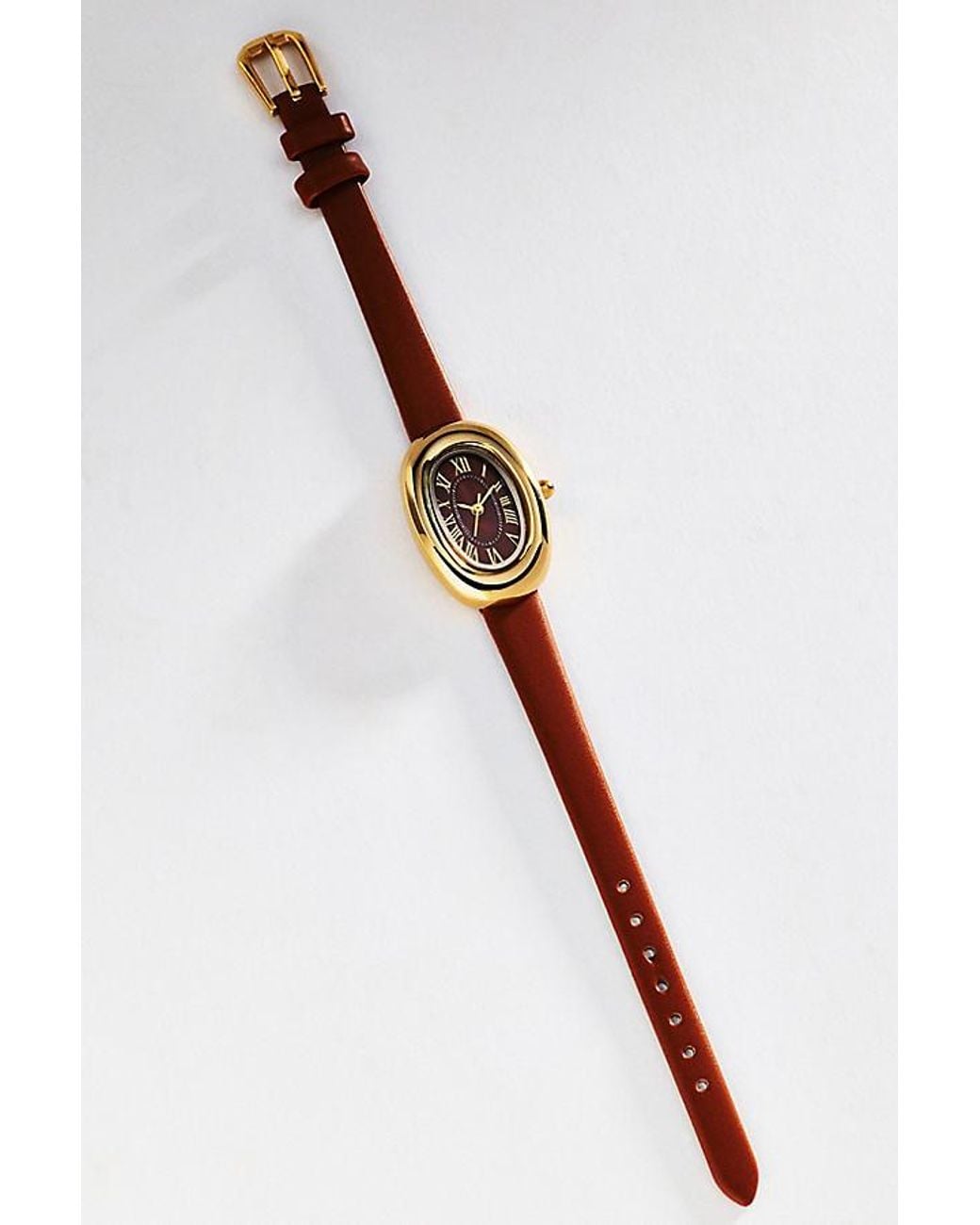 By Anthropologie Brown Murphy Puffy Oval Watch
