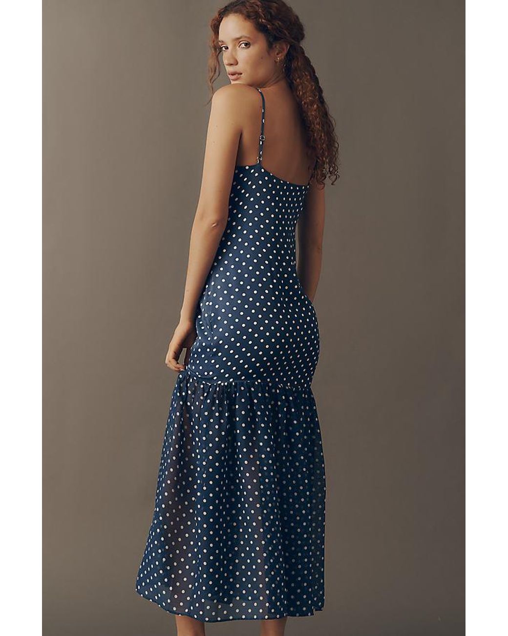 Maeve Blue Sleeveless V-Neck Tiered Scarf Midi Dress