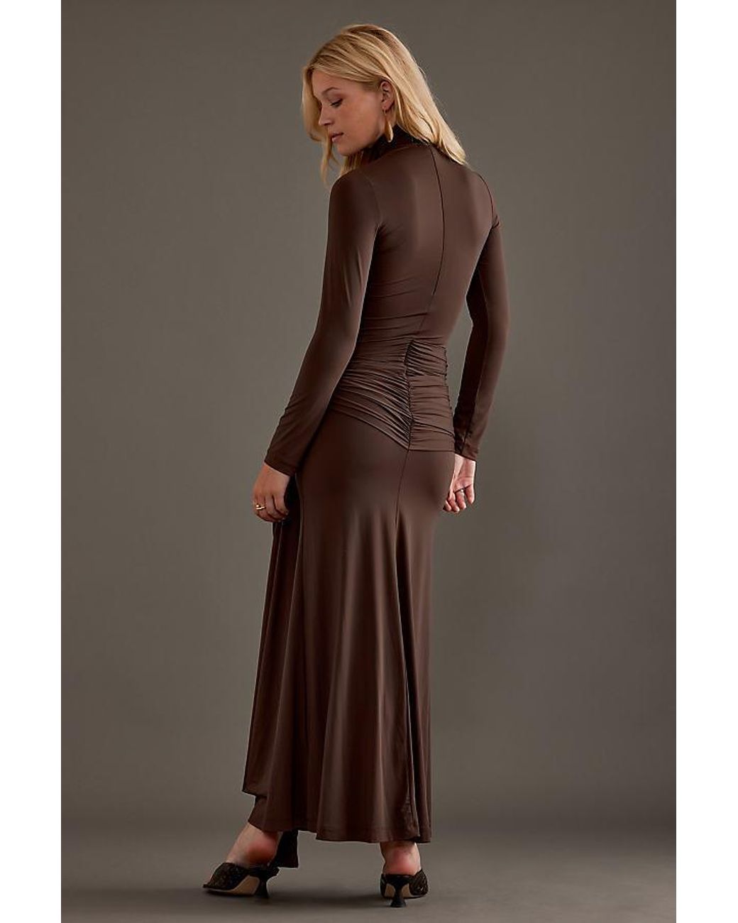 Bardot Alix Tie-Front Maxi Dress in Brown | Lyst UK