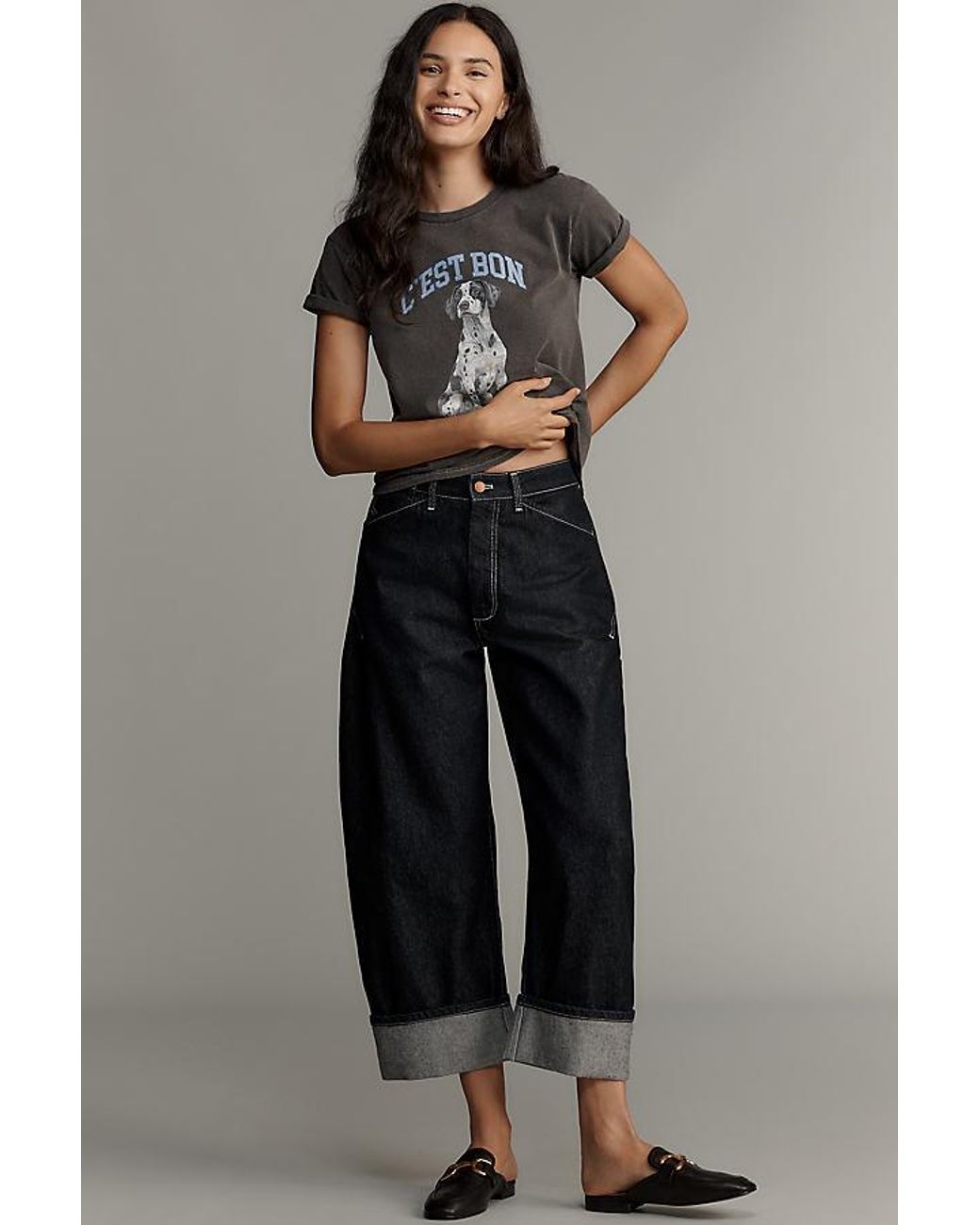 Pilcro Blue The Kayden High-Rise Carpenter Barrel Jeans By
