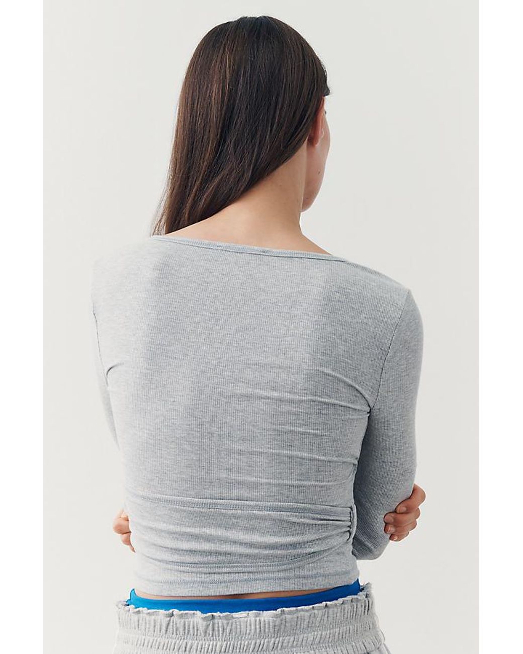 Daily Practice Blue Surplice Wrap-Front Top