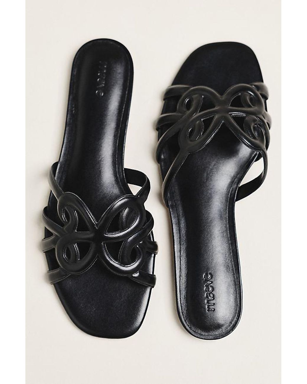 Maeve Black Logo Slide Sandals