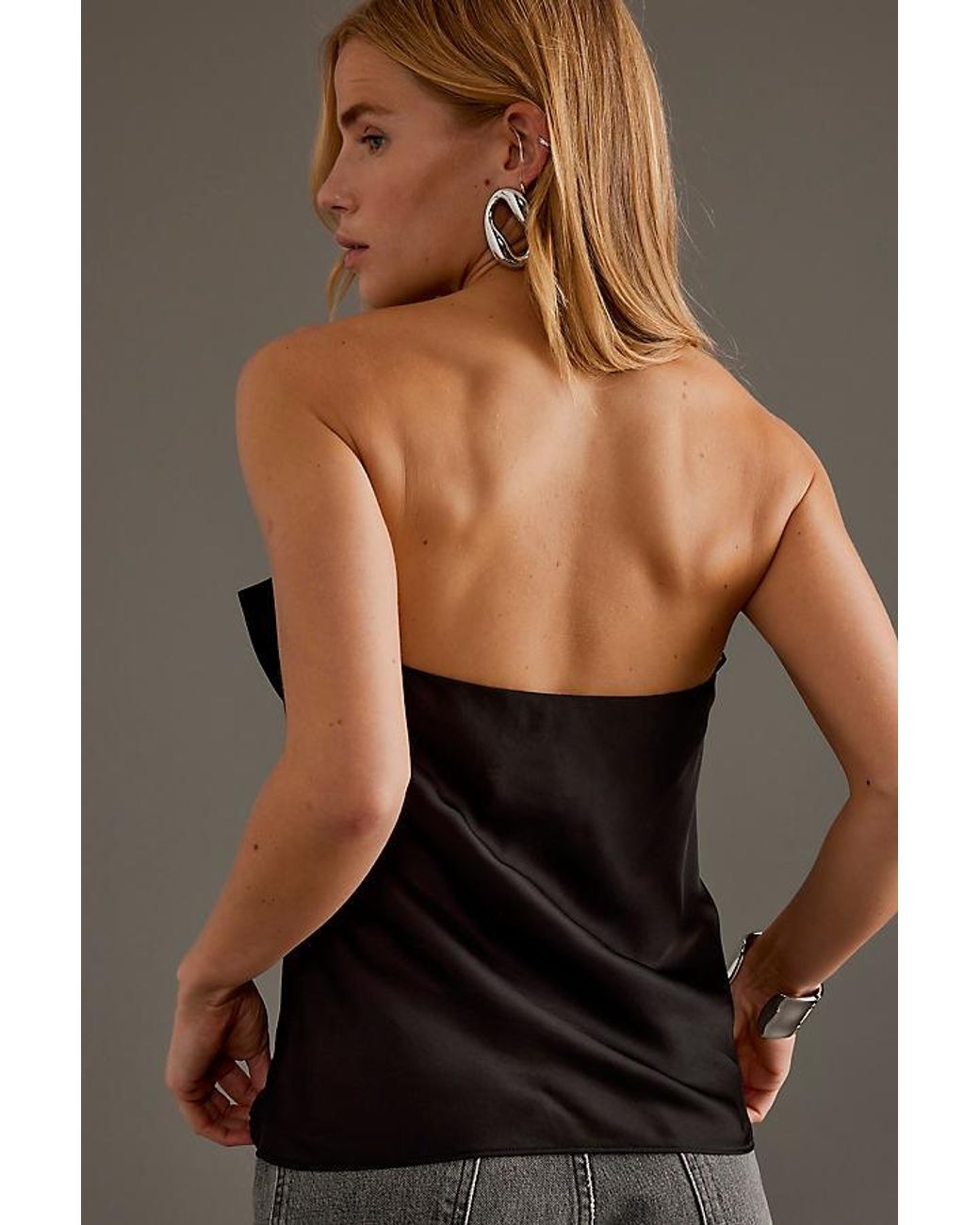 black satin bandeau top