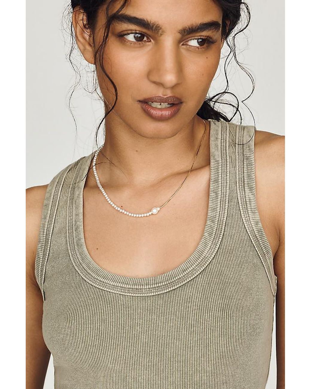 Anthropologie White Pearl Duet Necklace