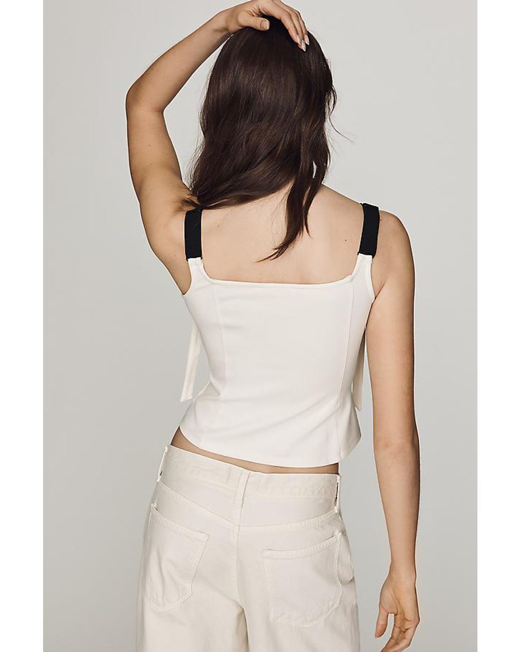 Maeve Natural Bow-Strap Tank Top
