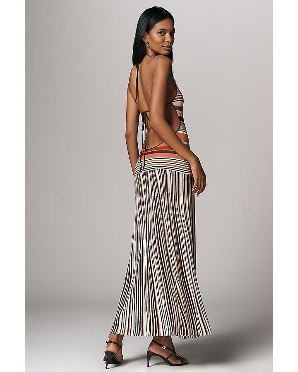 Faithfull The Brand Gray Maretta Knit Halter Drop-Waist Maxi Dress