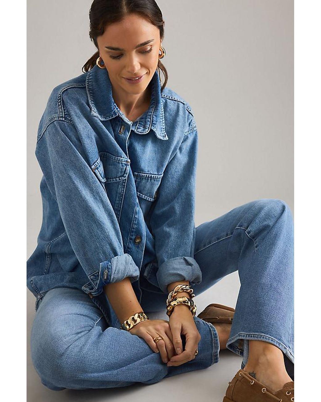 GOOD AMERICAN Blue Good Legs Patch Pocket Flare Jeans