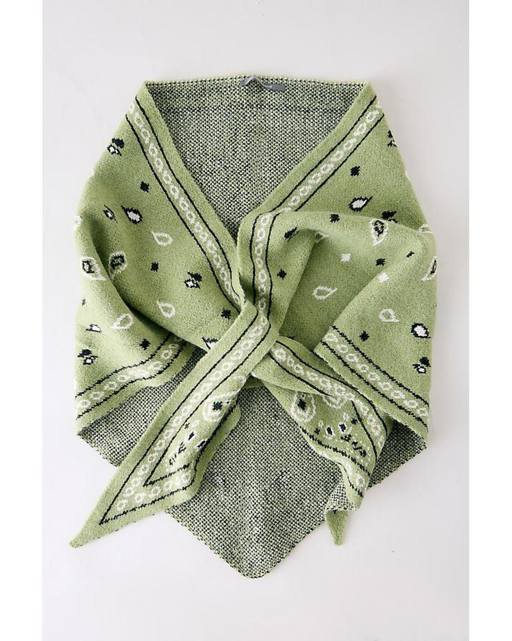 By Anthropologie Green Knitted Triangle Bandana Headscarf