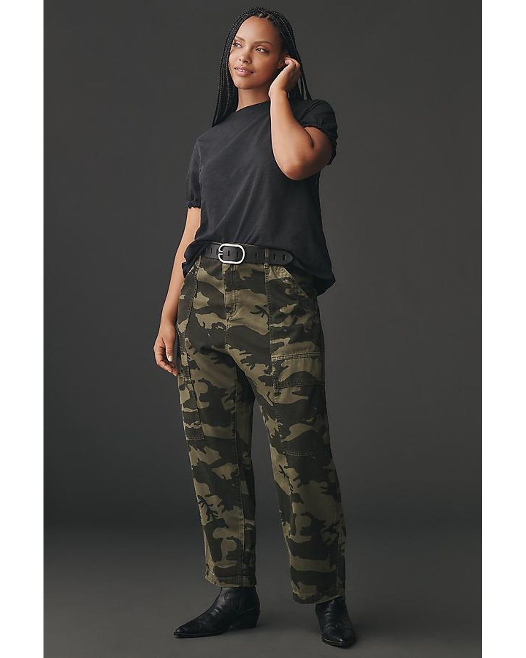 Pilcro Black The Bennie Cotton-Slub Crew-Neck T-Shirt By Puff-Sleeve Edition