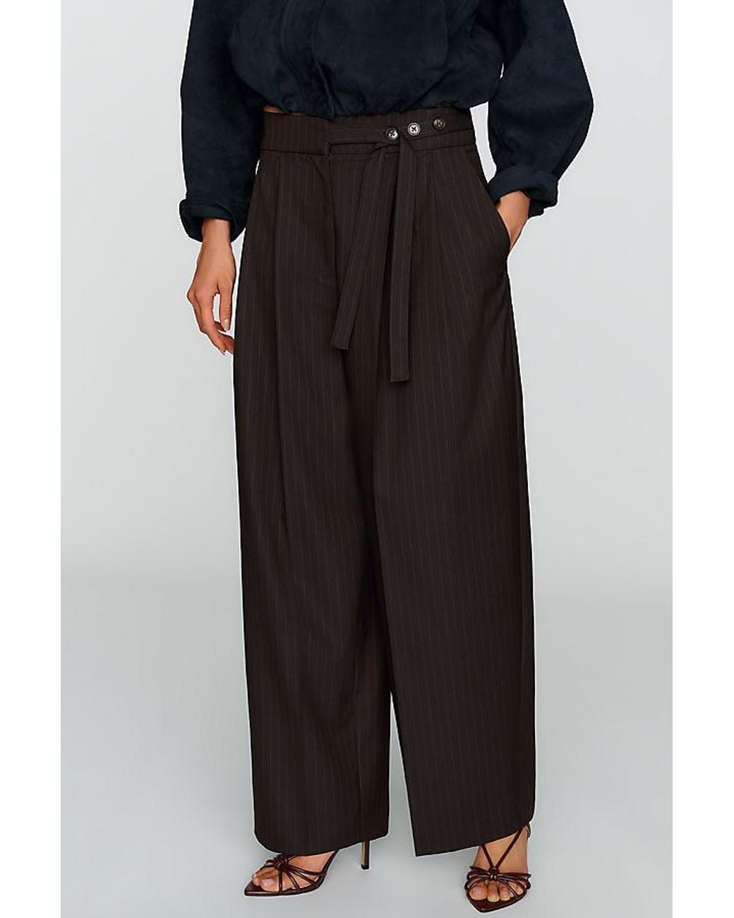 By Anthropologie Multicolor Button-Waist Tailored Trousers