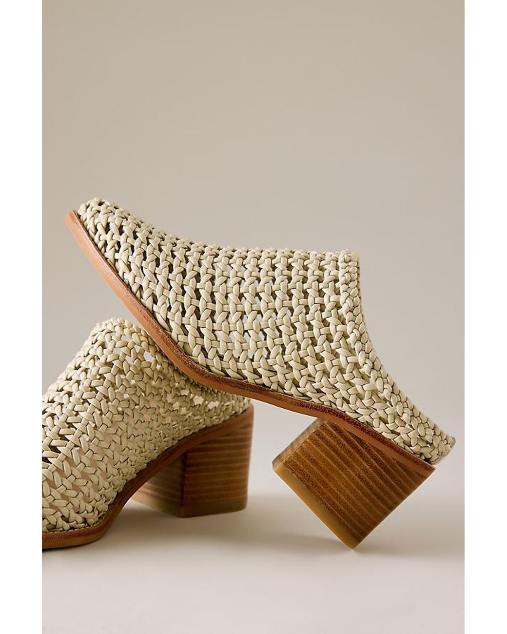 INTENTIONALLY ______ Natural Caps Woven Heeled Mules