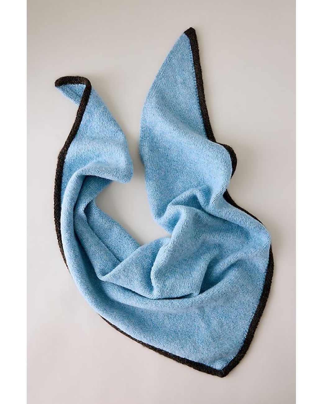 By Anthropologie Gray Small Tipped Knit Triangle Scarf