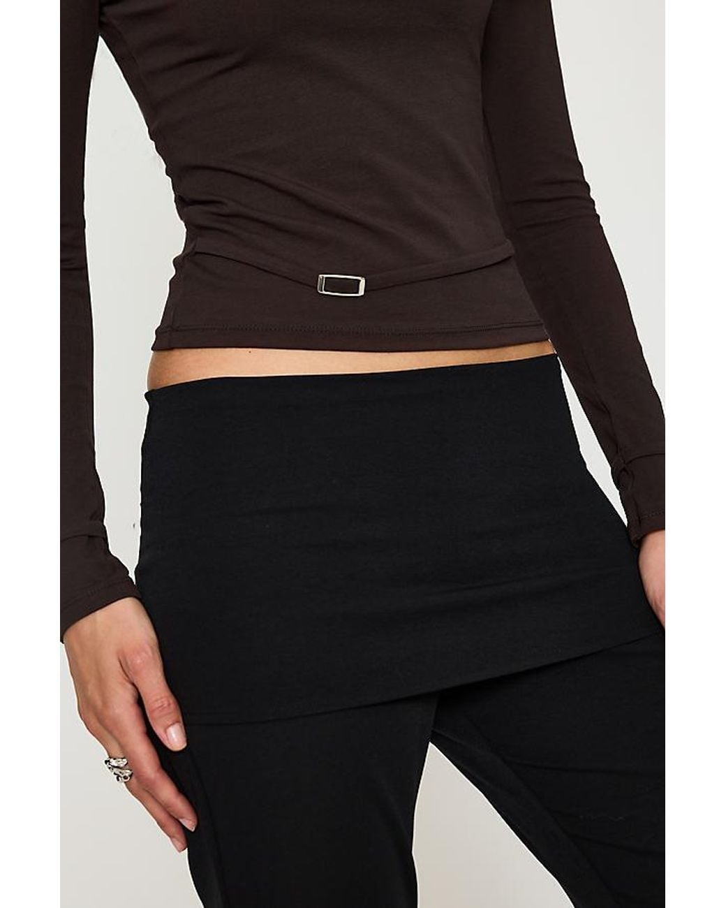 Feners Black Encanto Fold-Over Flare Trousers