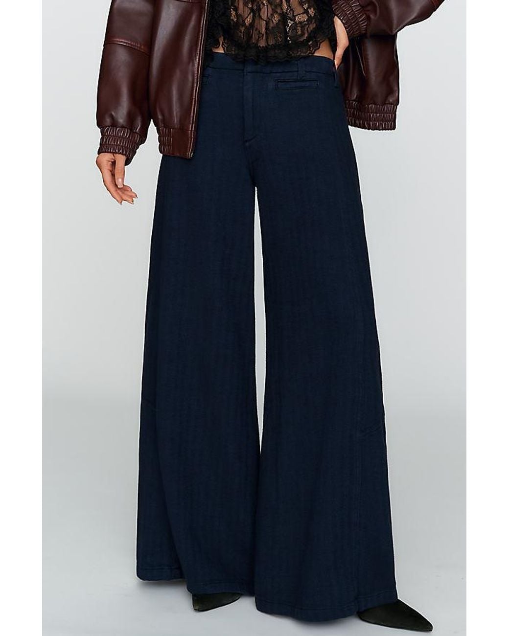 Pilcro Blue Lola Mid-Rise Wide-Leg Palazzo Trousers