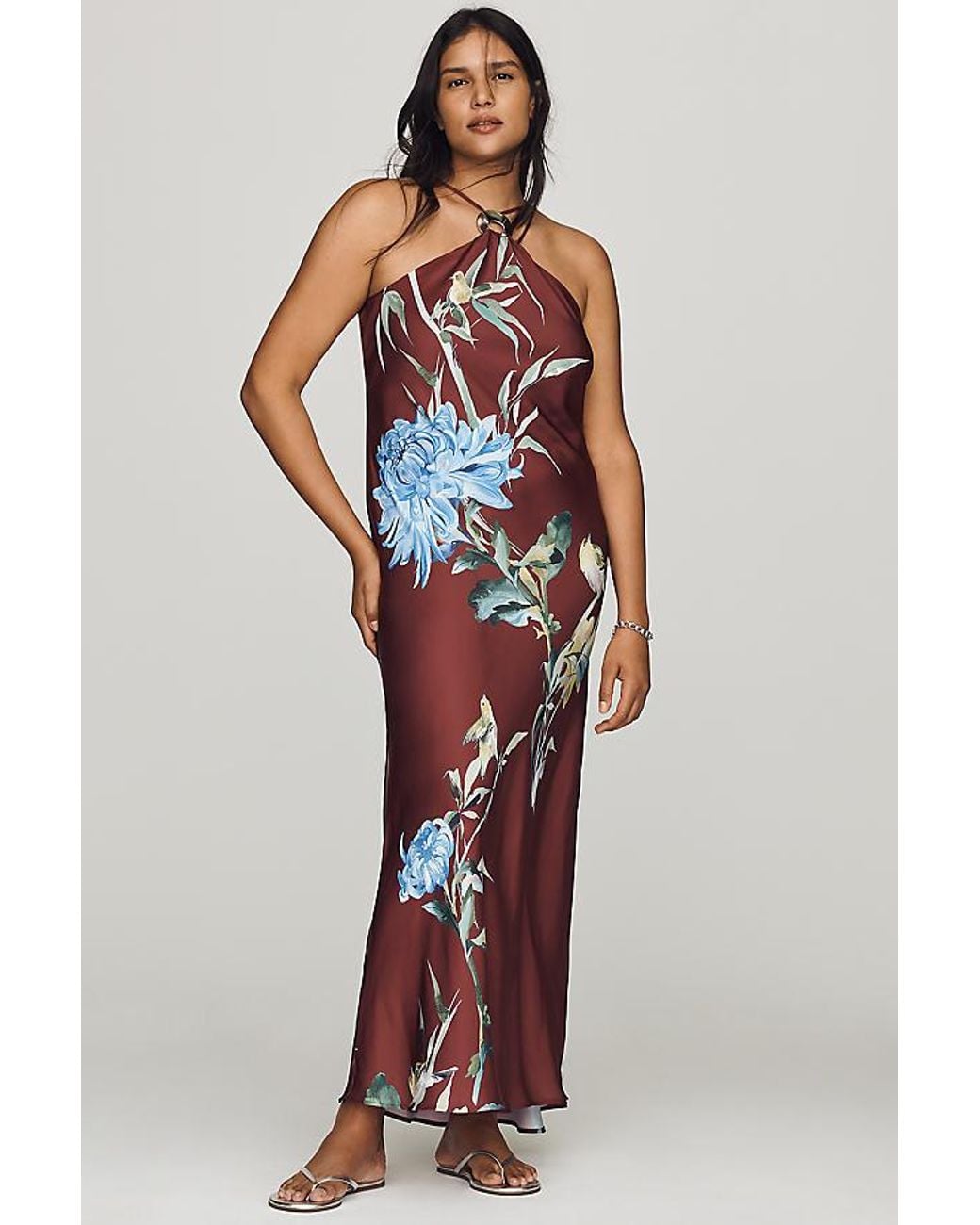 By Anthropologie White Halter Slip Midi Dress