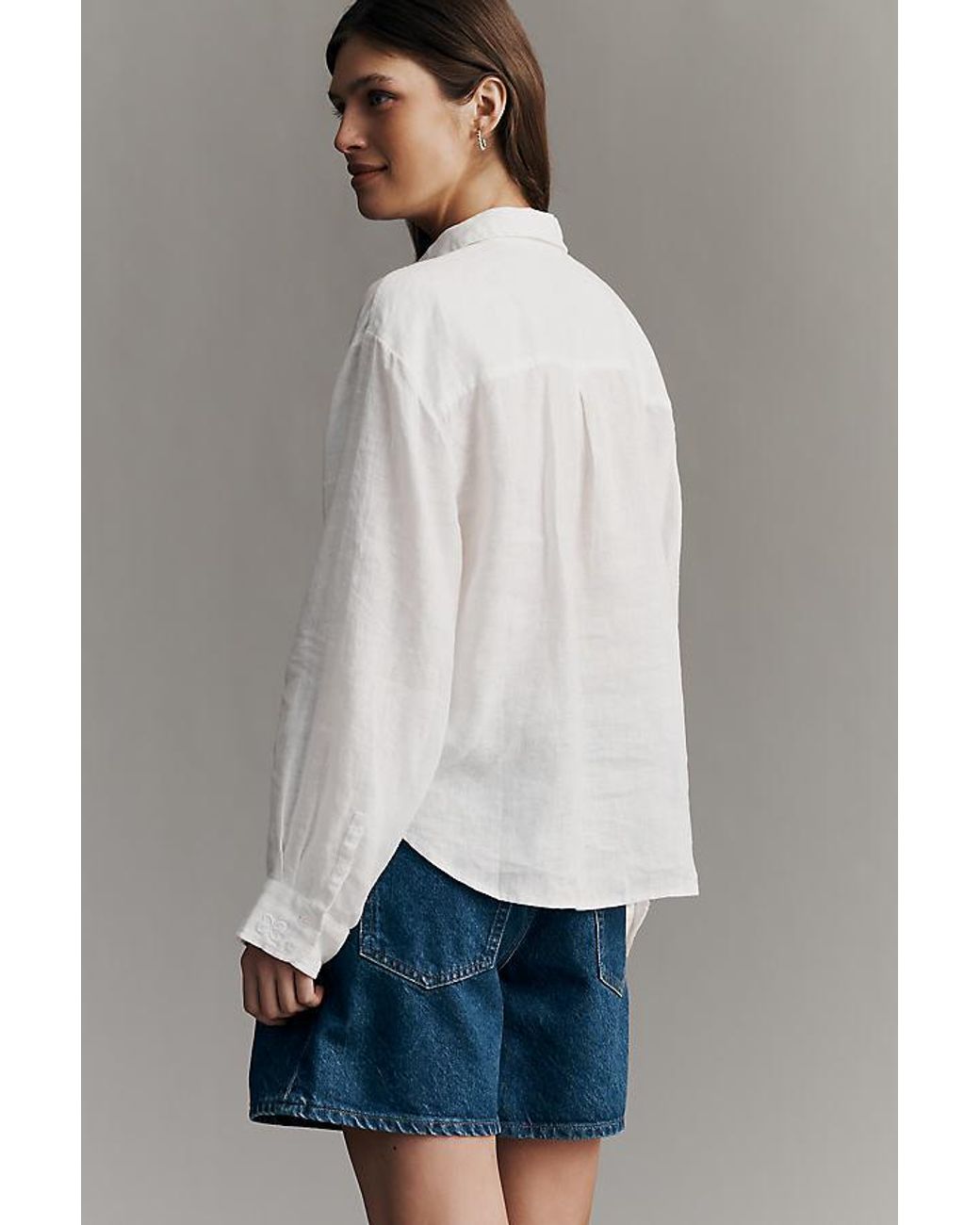 Maeve Gray The Shrunken Bennet Linen Buttondown Shirt By