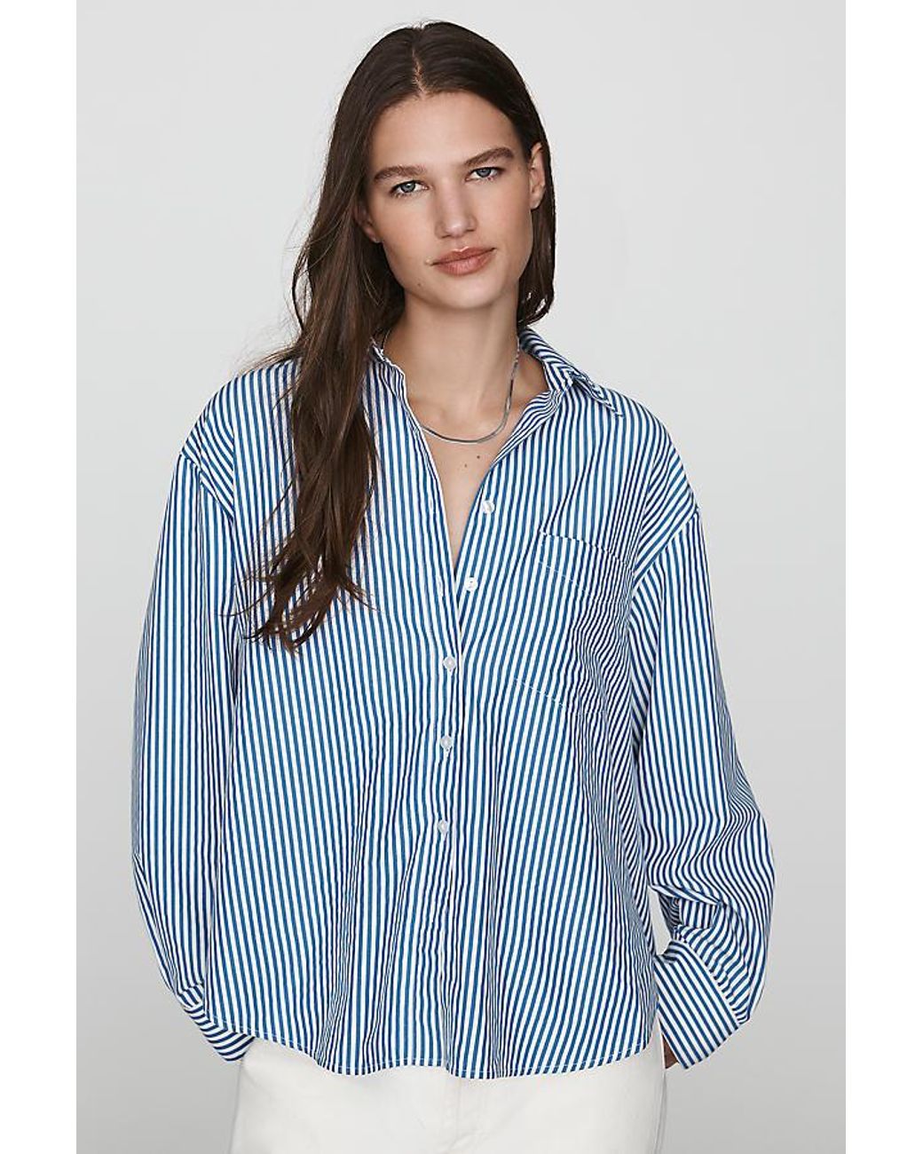 Maeve Blue The Shrunken Bennet Ruched-Back Buttondown Shirt By