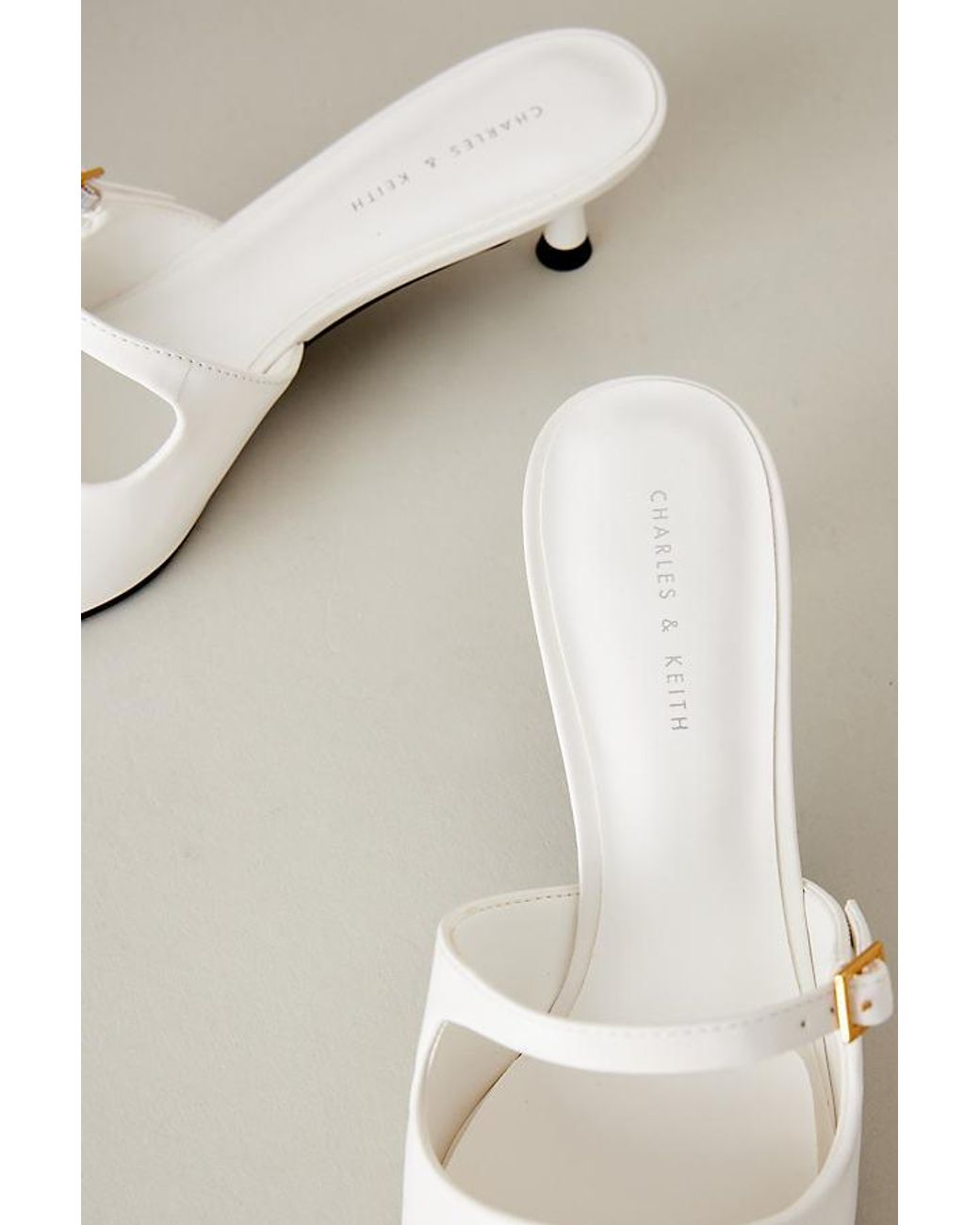 Charles & Keith Pointed-toe Kitten Heel Mules in White | Lyst UK