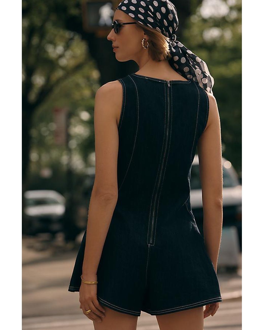 Maeve Green Sleeveless Denim Playsuit