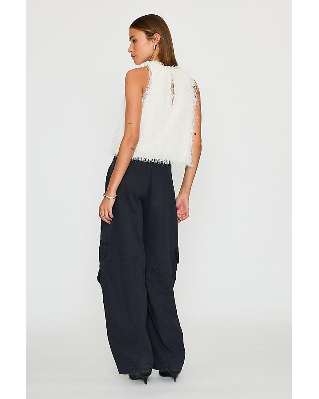By Anthropologie White Fringed Halter Top