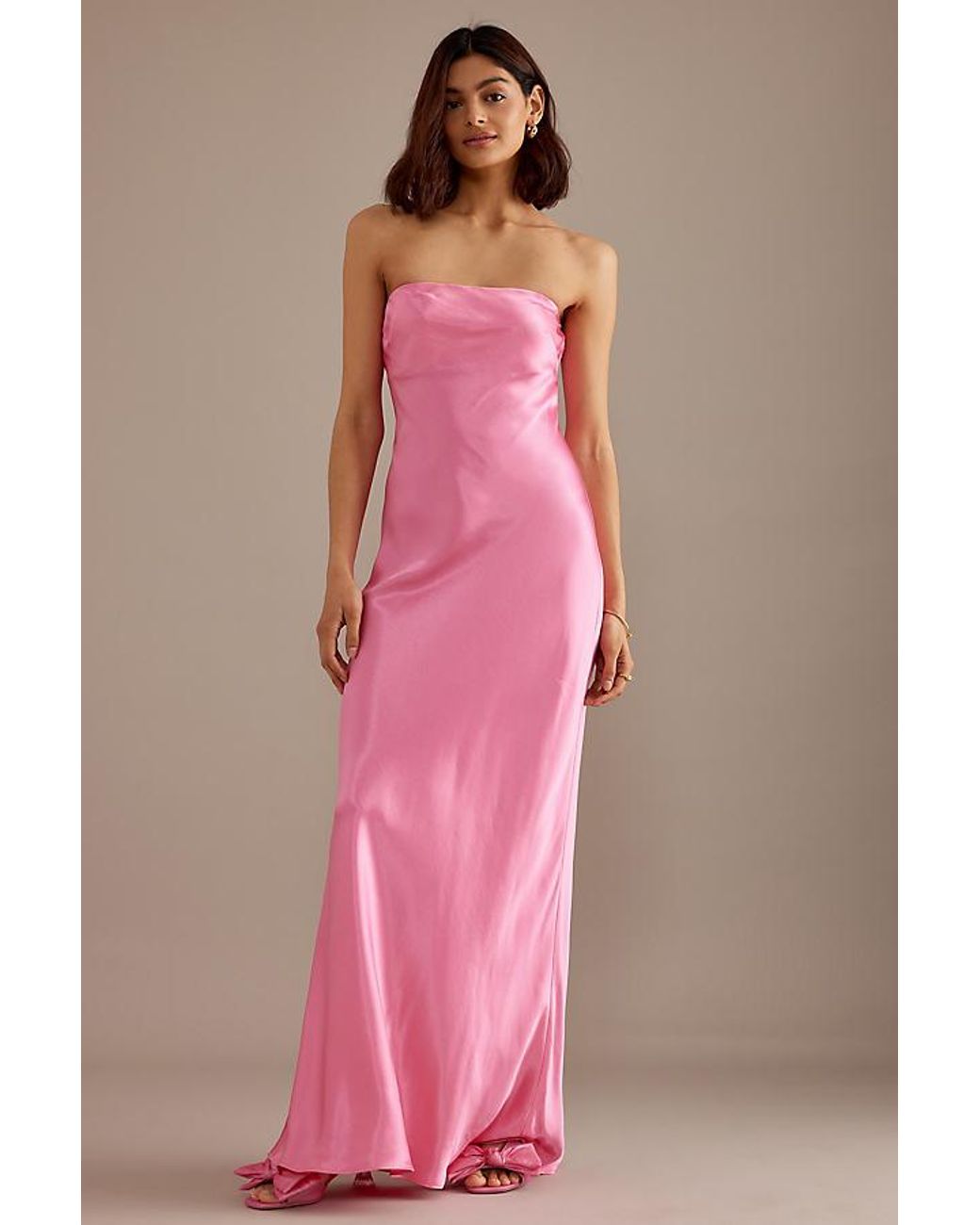By Anthropologie The Fleur Strapless Satin Maxi Slip Dress in Pink | Lyst UK By Anthropologie The Fleur Strapless Satin Maxi Slip Dress in Pink | Lyst UK
