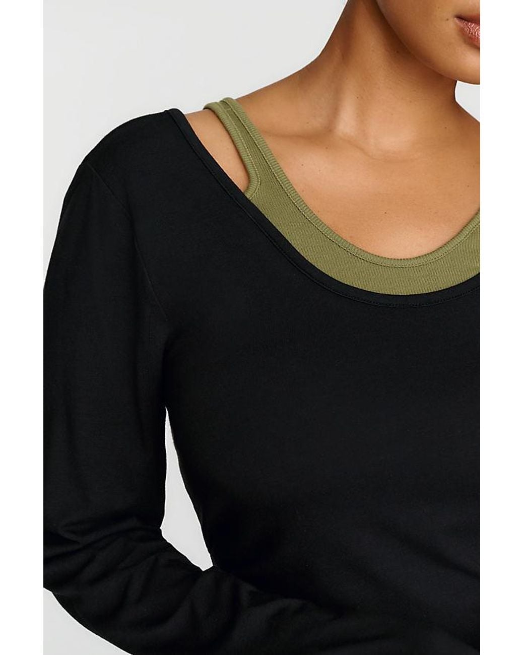 By Anthropologie Blue 100% Cotton Layered Ribbed Top