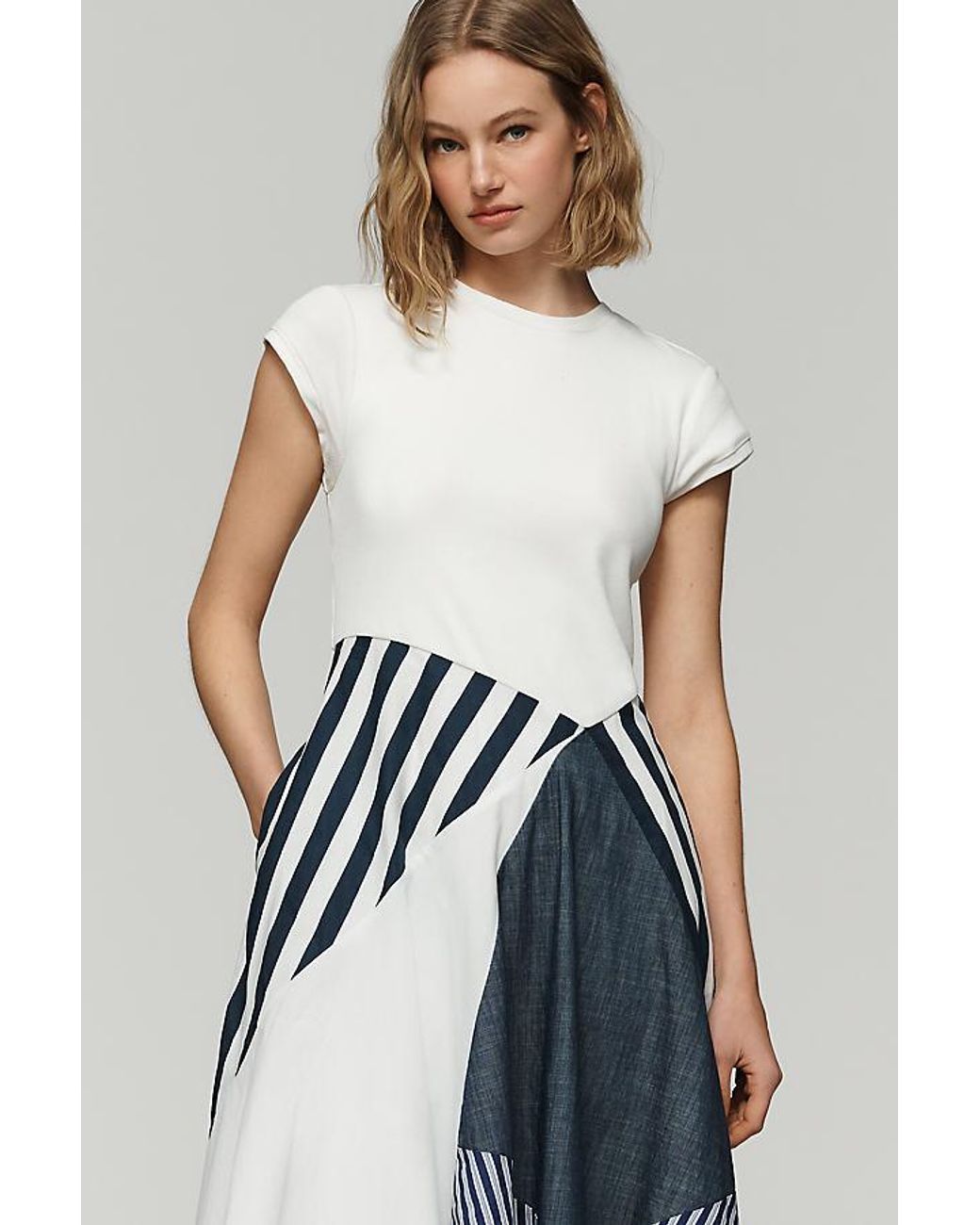 Maeve Multicolor Twofer Patchwork Midi Dress