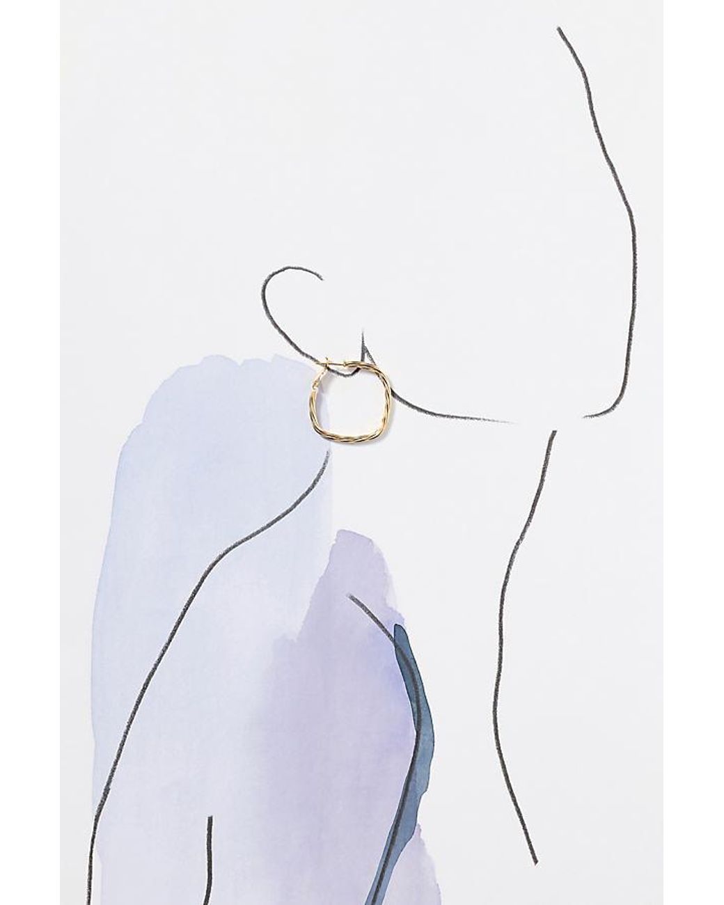 By Anthropologie Metallic Square Textured Hoop Earrings