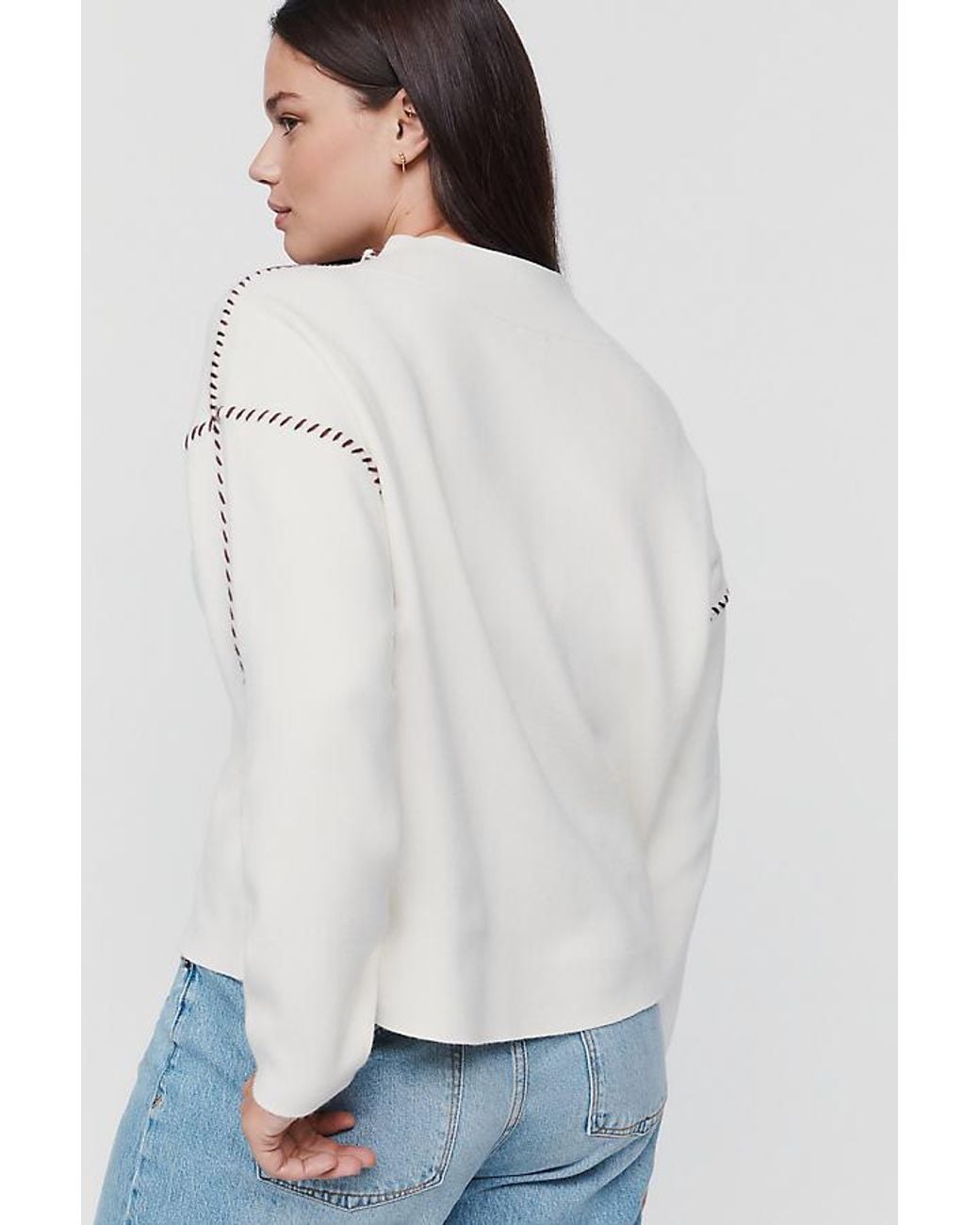 Maeve White Carys Mock-Neck Jumper