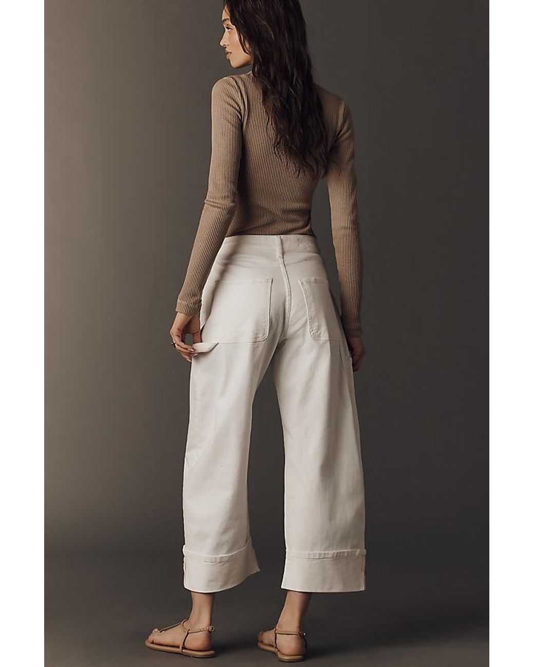 Pilcro White The Kayden High-Rise Cuffed Tapered Jeans By