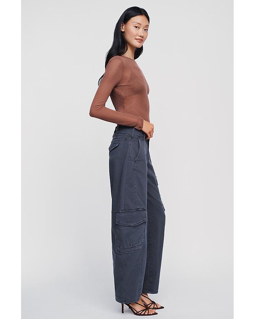 Pilcro Blue Aero Wide-Leg Cargo Pants By